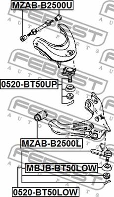 Febest 0520-BT50UP - Balst / Virzošais šarnīrs www.autospares.lv