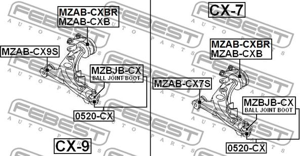 Febest MZAB-CXB - Piekare, Šķērssvira www.autospares.lv