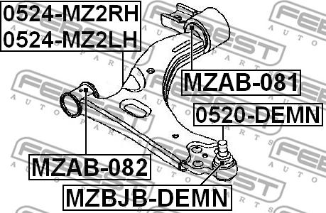 Febest MZAB-082 - Piekare, Šķērssvira autospares.lv