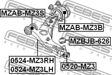 Febest 0524-MZ3LH - Рычаг подвески колеса www.autospares.lv