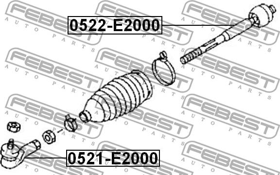 Febest 0521-E2000 - Stūres šķērsstiepņa uzgalis www.autospares.lv