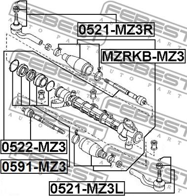 Febest 0521-MZ3R - Stūres šķērsstiepņa uzgalis www.autospares.lv