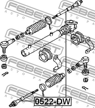 Febest 0522-DW - Aksiālais šarnīrs, Stūres šķērsstiepnis www.autospares.lv