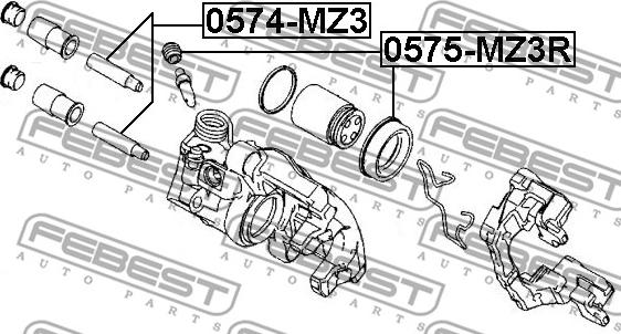 Febest 0575-MZ3R - Remkomplekts, Bremžu suports www.autospares.lv