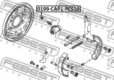 Febest 0199-CAP1-PCS10 - Aizsargplāksne, Bremžu suports www.autospares.lv