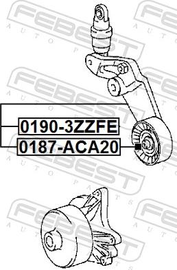 Febest 0190-3ZZFE - Siksnas spriegotājs, Ķīļsiksna www.autospares.lv