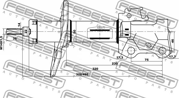 Febest 01660299FR - Amortizators www.autospares.lv