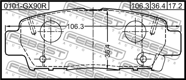 Febest 0101-GX90R - Bremžu uzliku kompl., Disku bremzes www.autospares.lv