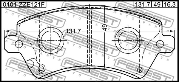 Febest 0101-ZZE121F - Bremžu uzliku kompl., Disku bremzes www.autospares.lv