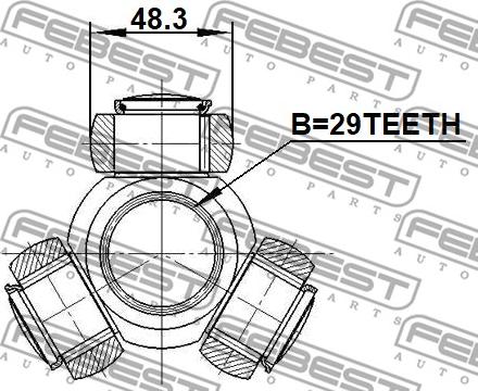 Febest 0116-KUN26 - 'Tripod' šarnīrs, Piedziņas vārpsta www.autospares.lv