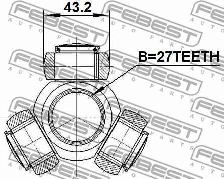 Febest 0116-MCV30 - 'Tripod' šarnīrs, Piedziņas vārpsta www.autospares.lv