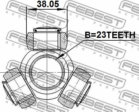 Febest 0116-SXM10 - 'Tripod' šarnīrs, Piedziņas vārpsta www.autospares.lv