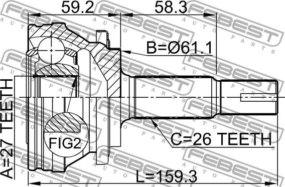 Febest 0110-ACA30 - Šarnīru komplekts, Piedziņas vārpsta www.autospares.lv