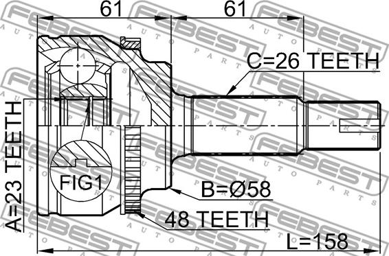 Febest 0110-ZZE120A48 - Šarnīru komplekts, Piedziņas vārpsta www.autospares.lv