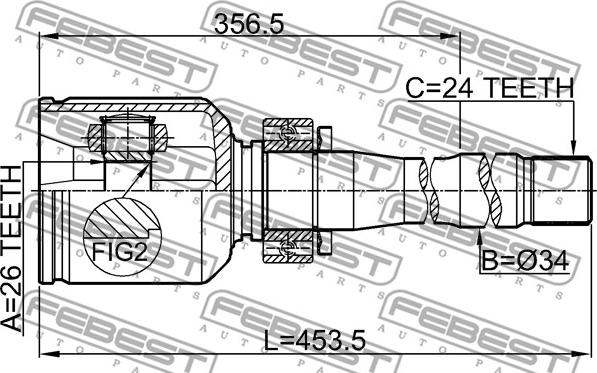 Febest 0111-AGV15RH - Šarnīru komplekts, Piedziņas vārpsta www.autospares.lv