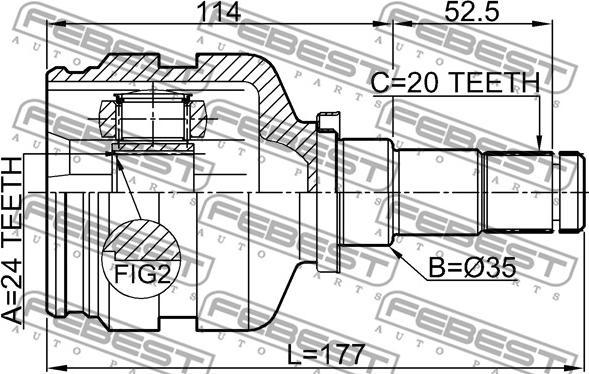 Febest 0111-ZNRRH - Šarnīru komplekts, Piedziņas vārpsta www.autospares.lv