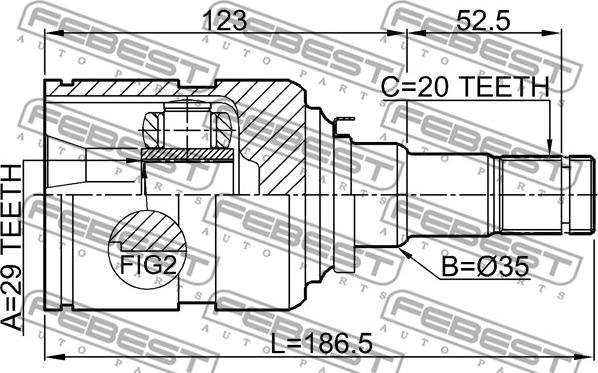 Febest 0111-ZZE132LH - Joint Kit, drive shaft www.autospares.lv