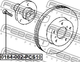 Febest 0184-002-PCS10 - Riteņa stiprināšanas skrūve autospares.lv