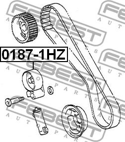 Febest 0187-1HZ - Spriegotājrullītis, Gāzu sadales mehānisma piedziņas siksna www.autospares.lv