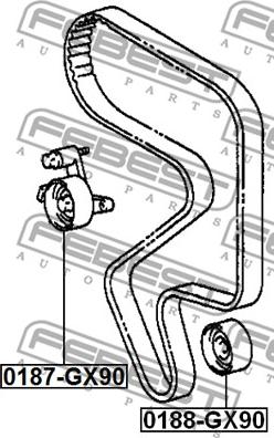 Febest 0187-GX90 - Spriegotājrullītis, Gāzu sadales mehānisma piedziņas siksna www.autospares.lv