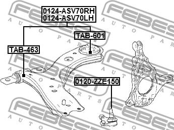 Febest 0124-ASV70RH - Neatkarīgās balstiekārtas svira, Riteņa piekare www.autospares.lv