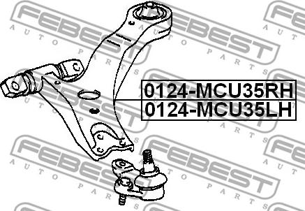 Febest 0124-MCU35LH - Neatkarīgās balstiekārtas svira, Riteņa piekare www.autospares.lv