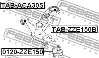 Febest TAB-ZZE150B - Сайлентблок, рычаг подвески колеса www.autospares.lv