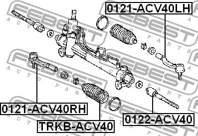 Febest 0121-ACV40LH - Stūres šķērsstiepņa uzgalis www.autospares.lv