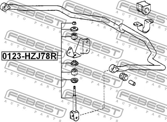 Febest 0123-HZJ78R - Stiepnis / Atsaite, Stabilizators autospares.lv