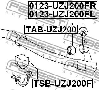 Febest 0123-UZJ200FL - Stiepnis / Atsaite, Stabilizators www.autospares.lv