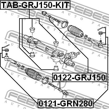 Febest 0122-GRJ150 - Aksiālais šarnīrs, Stūres šķērsstiepnis www.autospares.lv