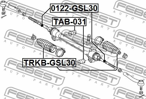 Febest 0122-GSL30 - Aksiālais šarnīrs, Stūres šķērsstiepnis autospares.lv