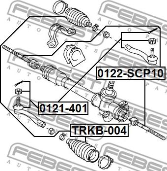 Febest 0122-SCP10 - Aksiālais šarnīrs, Stūres šķērsstiepnis www.autospares.lv