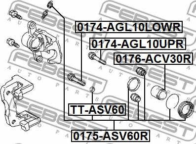 Febest 0175-ASV60R - Remkomplekts, Bremžu suports autospares.lv