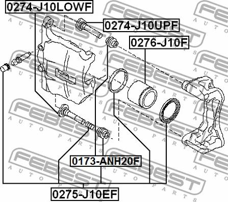 Febest 0275-J10EF - Remkomplekts, Bremžu suports www.autospares.lv