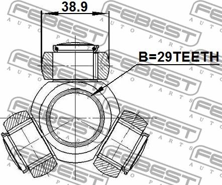 Febest 0816-B9 - 'Tripod' šarnīrs, Piedziņas vārpsta www.autospares.lv