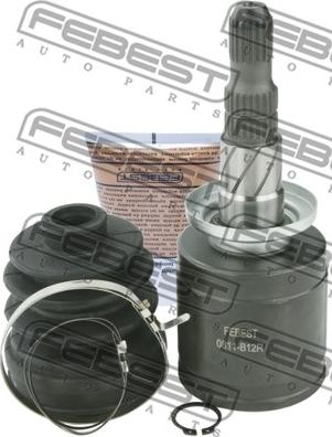 Febest 0811-B12R - Шарнирный комплект, ШРУС, приводной вал www.autospares.lv