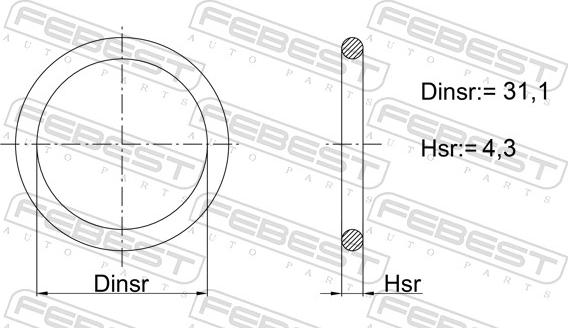 Febest 03400-001 - Blīve, Dzesēšanas šķidruma flancis www.autospares.lv