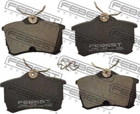 Febest 0301-CLR - Тормозные колодки, дисковые, комплект www.autospares.lv