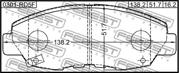 Febest 0301-RD5F - Brake Pad Set, disc brake www.autospares.lv