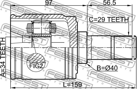 Febest 0311-CRTLH - Šarnīru komplekts, Piedziņas vārpsta www.autospares.lv