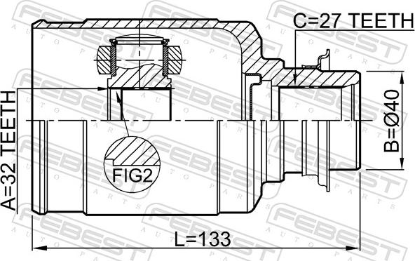 Febest 0311-RW24RH - Šarnīru komplekts, Piedziņas vārpsta www.autospares.lv