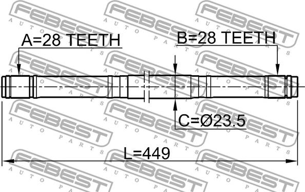 Febest 0312-EK3RH - Piedziņas vārpsta www.autospares.lv