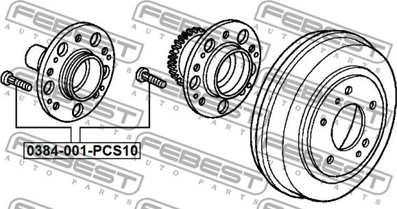 Febest 0384-001-PCS10 - Riteņa stiprināšanas skrūve www.autospares.lv