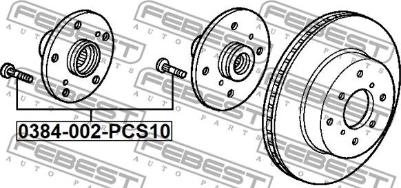 Febest 0384-002-PCS10 - Riteņa stiprināšanas skrūve www.autospares.lv