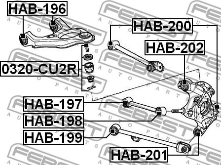 Febest HAB-199 - Piekare, Šķērssvira www.autospares.lv