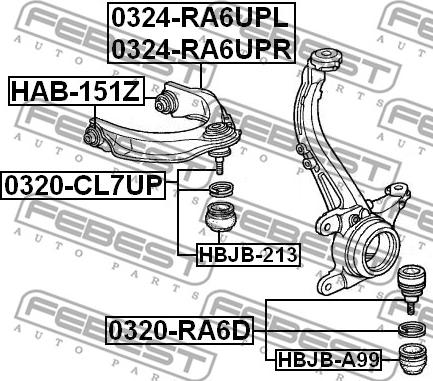 Febest 0324-RA6UPL - Neatkarīgās balstiekārtas svira, Riteņa piekare www.autospares.lv