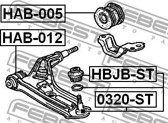 Febest HBJB-ST - Remkomplekts, Balst / Virzošais šarnīrs www.autospares.lv