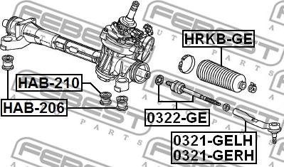 Febest HAB-206 - Piekare, Stūres iekārta www.autospares.lv