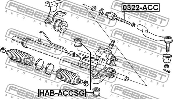 Febest 0322-ACC - Aksiālais šarnīrs, Stūres šķērsstiepnis www.autospares.lv